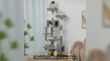Large Cat Tree and Tower for Indoor Cats With Sisal-Covered Scratching Posts Spacious Hammock Padded