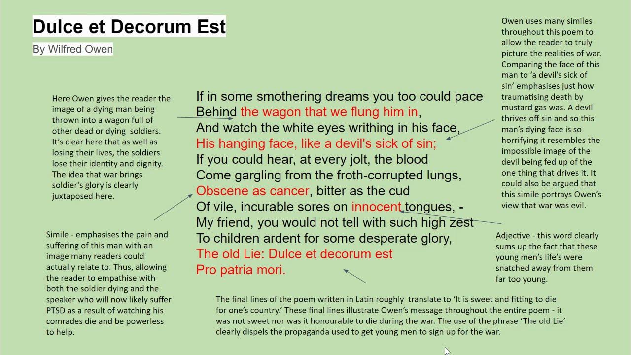 dulce et decorum est analysis of each stanza