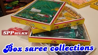 Spp silks 👌🏻Box saree collections.... chiffon sarees... lace border sarees... stone work  sarees