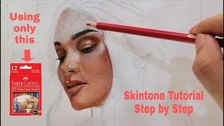 Easy way to Draw realistic skin using Faber Castell 12 Classic Colour Pencils | For Beginners