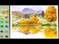 Without Sketch Landscape Watercolor - Lake Scenery (color mixing) NAMIL ART