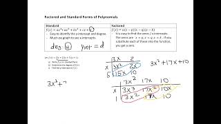 Factored and standard forms of polynomials