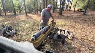 Splitting firewood with the Tractor Supply hydraulic wood splitter