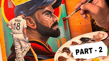Virat Kohli Drawing,  Virat Kohli Painting,  Acrylic Painting Tutorial, ( Part 2 ) 😍