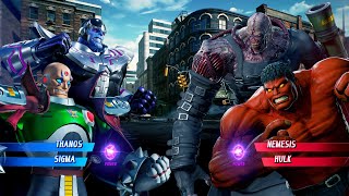 Thanos & Sigma vs Red Hulk & Nemesis (Very Hard) - Marvel vs Capcom | 4K UHD Gameplay