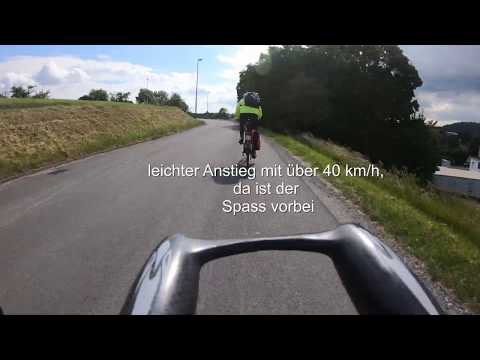 Rasante Fahrt mit dem Rennrad hinter einem E-Bikefahrer (45km/h)