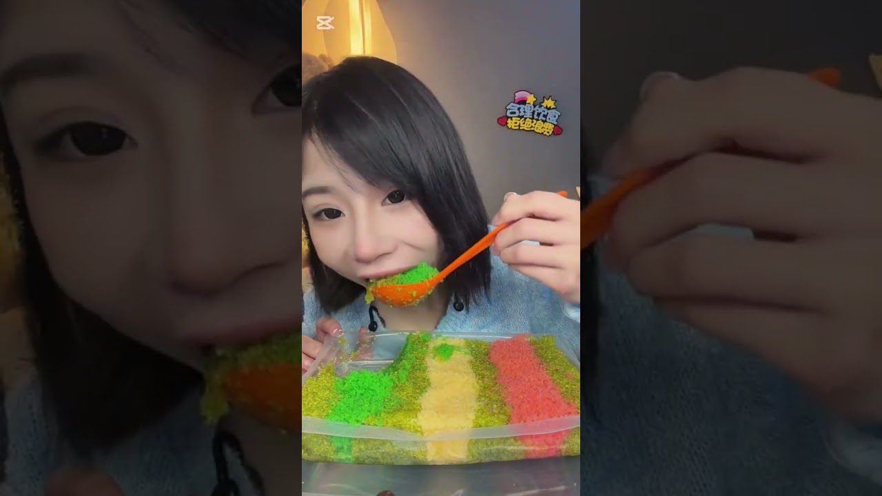 ASMR voice control eating sound colorful crunchy tobiko eggs #fyp 