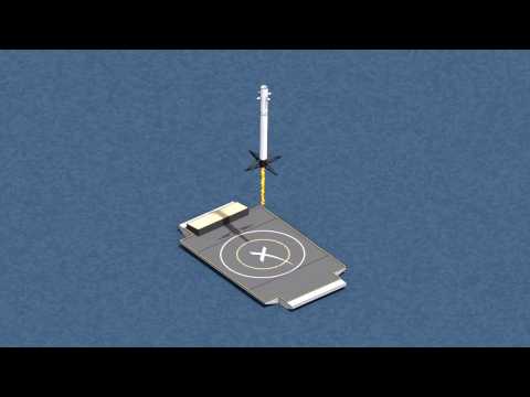 SpaceX Falcon 9 Landing & (speculative) Bargebot / Roomba Animation | 720p