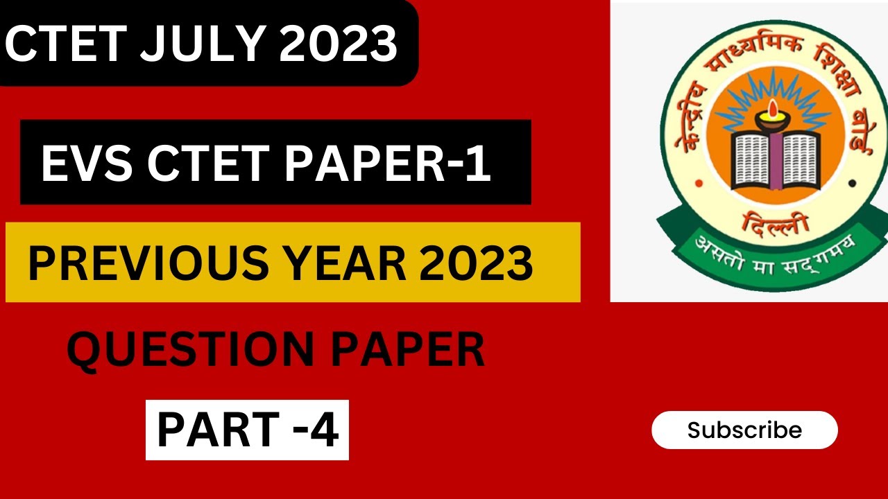 CTET PREVIOUS YEAR QUESTION PAPER #4 | CTET EVS Previous Question Paper ...