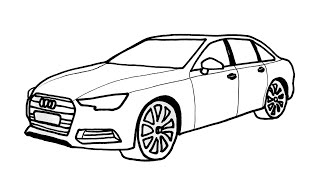 How to draw a car easy - How to draw a Audi car - Audi car drawing step by step -Audi A4 Car Drawing