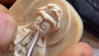 carving a mini ivory figurine ||  wood sculpture