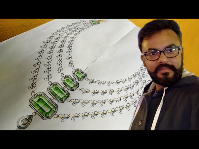 diamond necklace drawing || jewellery drawing | step by step draw necklace  with pencil shading #Uart - YouTube