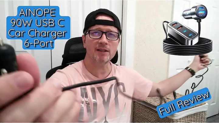 AINOPE 90W USB C Car Charger 6-Port, PD 30W & QC3.0, With 5FT Cable, Unboxing And Full Review