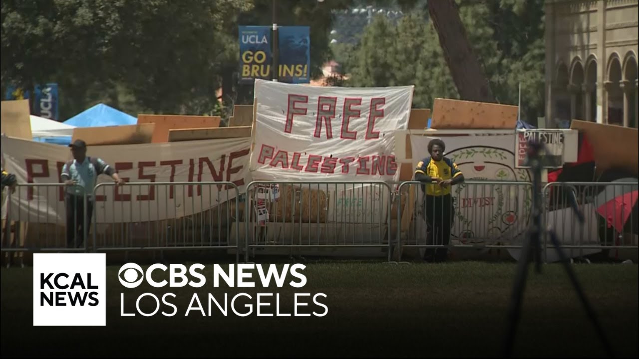 Pro-Palestinian protesters block UCLA students from entering campus