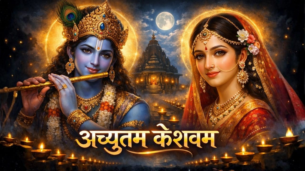 Achyutam Keshavam Krishna Damodaram | Shri Krishna Bhajan | Most Peaceful Krishna Song | Bhakti Geet