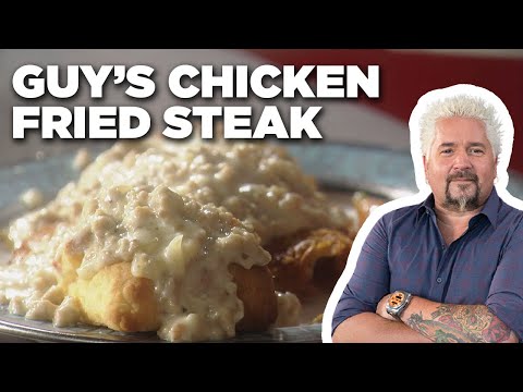 Guy Fieri's Chicken Fried Steak with Drunken Pork Gravy | Guy's Big Bite | Food Network
