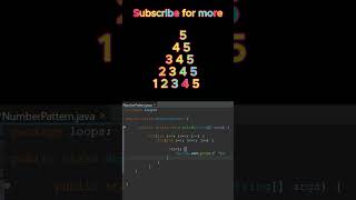 Number Pattern in Java 😱 | Logic Test #shortsfeed #coding #shorts