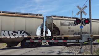 *New Gates* NS 1104 Leads Grain Train East | CR 18 Railroad Crossing, Van Buren, OH