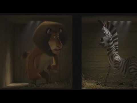 Madagascar: Alex and Marty Fighting in Their Boxes! (English)