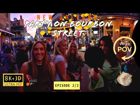 8k 3D Streets/bars/interviews: Travel Walking VR ASMR, French Quarter, Bourbon Street New Orleans