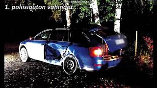 crazy police chase in finland - drunk driver destroys a police car