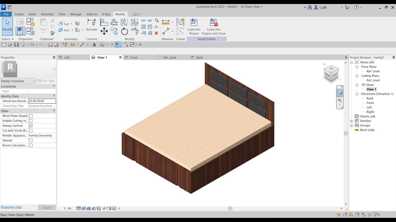 how to create queen size bed family revit 2023 YouTube