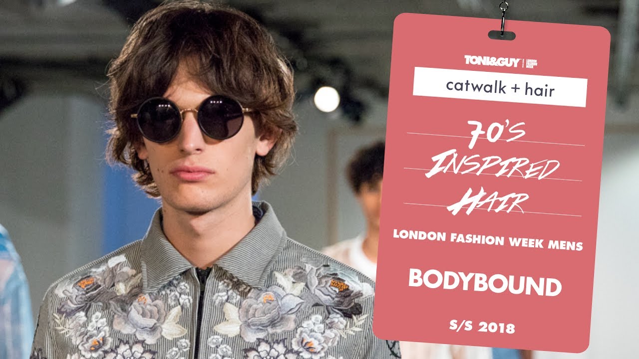Catwalk hair: 70's inspired hair at BODYBOUND for London Fashion Week Men's  SS18 - YouTube