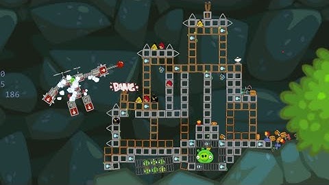 Swineborg destroying Angry Birds castle in Bad Piggies