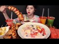 SUB)상큼달달 과일화채 먹방!🍉🍎🥝 대왕 핫도그에 붕어빵 생과일주스까지 디저트 리얼사운드 Fruit Punch with Corndog Dessert Mukbang Asmr