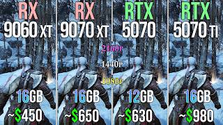 RX 9060 XT 16GB vs RX 9070 XT vs RTX 5070 vs RTX 5070 TI - Test in 20 Games
