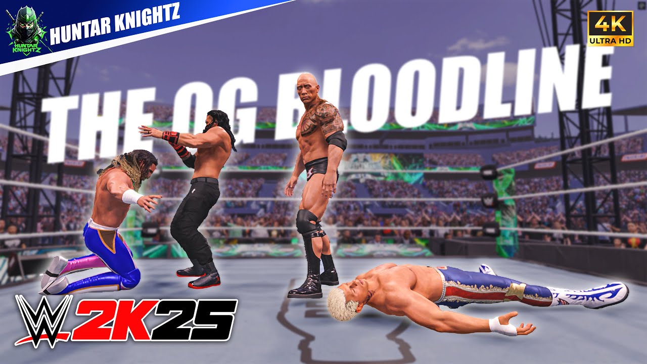 WWE 2K25 – Роман Рейнс против Коди Роудса против Сета Роллинза против Скалы | WrestleMania 40 (ПО...