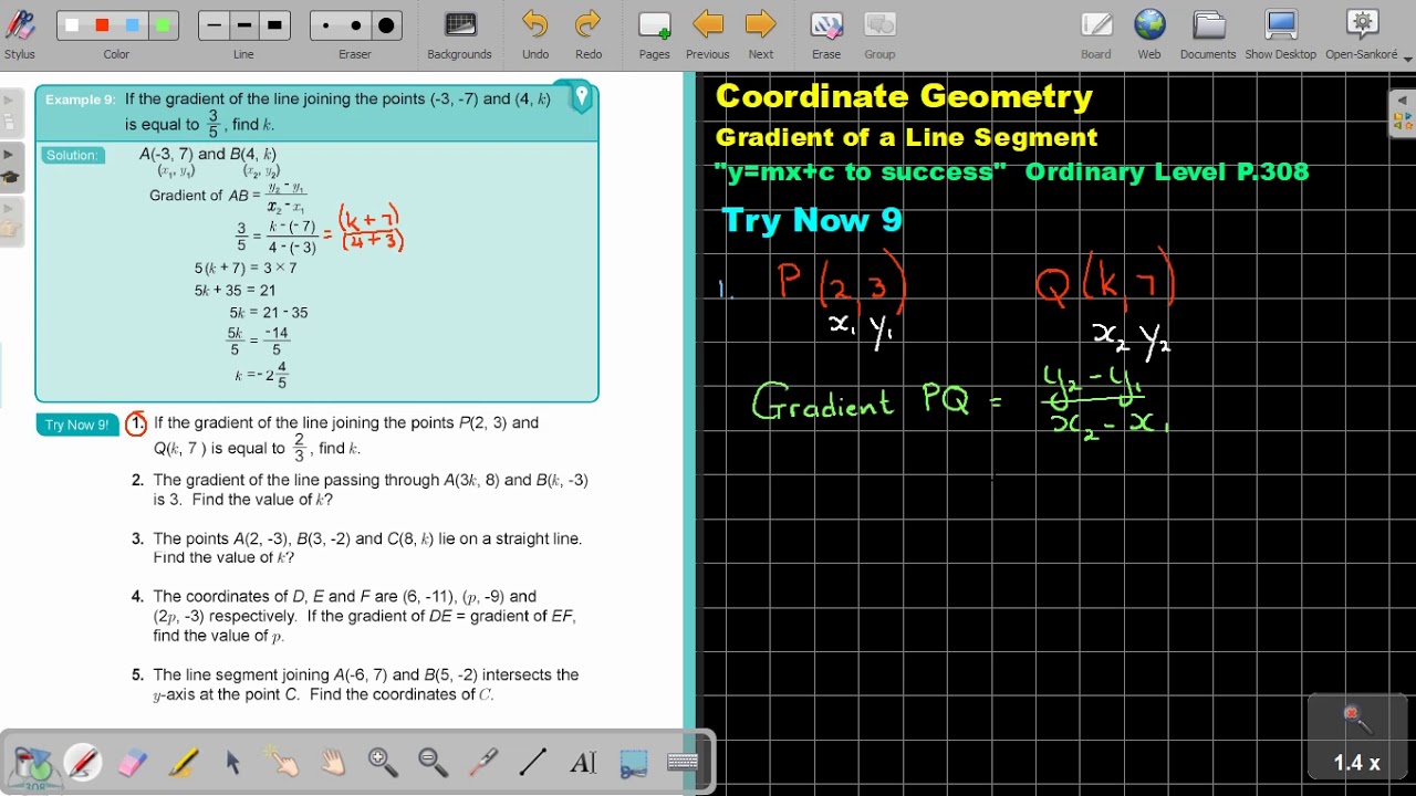 7 9 Coordinate Geometry Gradientof a Line Segment find the unknown in ...