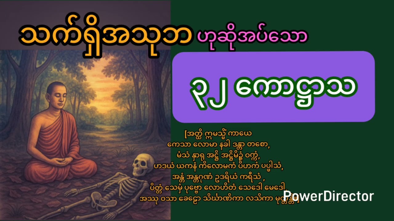 သက်ရှိအသုဘ ဟုဆိုအပ်သော ၃၂ ကောဋ္ဌာသကို ရှု့မှတ်ခြင်း။