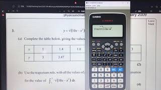 Using fx 991EX s table function to plot table of values