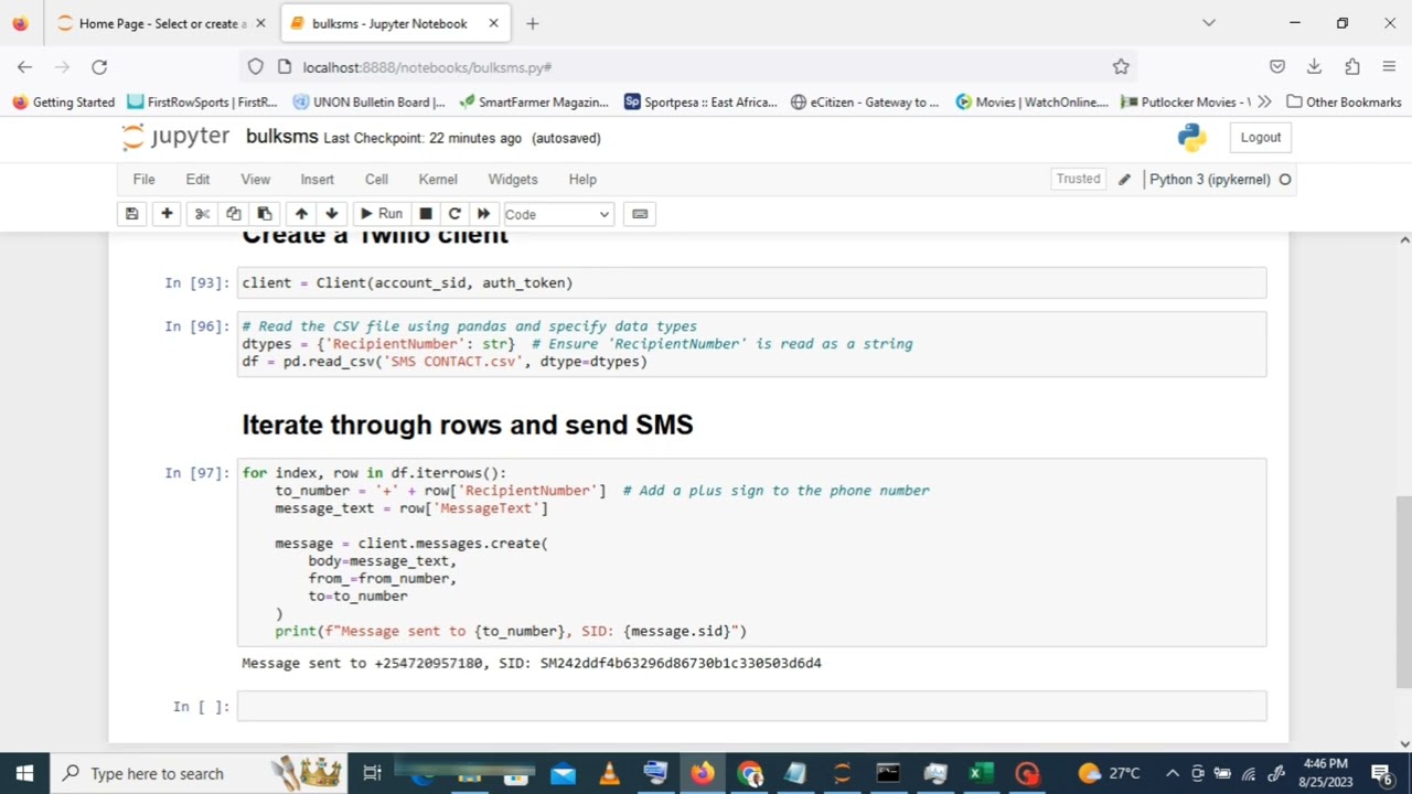 Create Bulk Sms in Twilio using Python.....