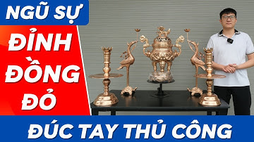 Bộ Đỉnh Đồng Ngũ Sự Bằng Đồng Đỏ Cao Cấp | Mỹ Nghệ Âu Lạc