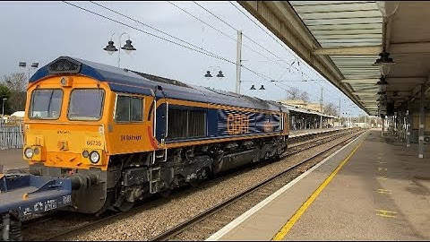 GBRf Class 66735 (Peterborough United) Passing Ely