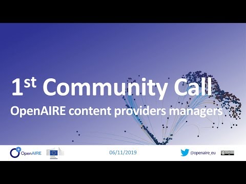 1st Content Providers Community Call