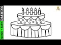 Birt.ay cake drawing easy  lets learn how to draw happy birt.ay cake