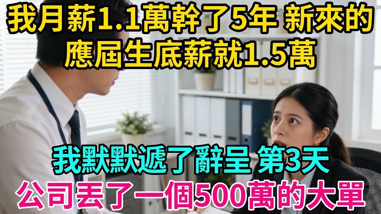 我月薪1 1萬幹了5年，新來的應屆生底薪就1 5萬，我默默遞了辭呈，第3天公司丟了一個500萬的大單【奇譚異聞錄】