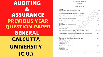 AUDITING & ASSURANCE | PREVIOUS YEAR QUESTION PAPER |5TH SEMESTER | CALCUTTA UNIVERSITY(C.U)