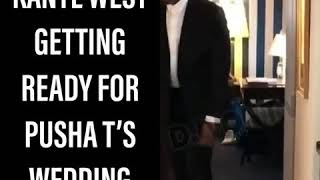 Kanye West getting ready for pusha t's wedding