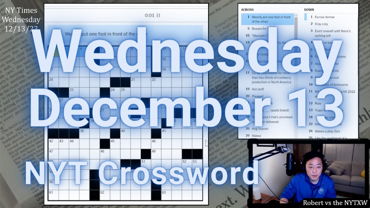 Just a bit sick [0:11/3:49] || Wednesday 12/13/23 New York Times Crossword  - YouTube