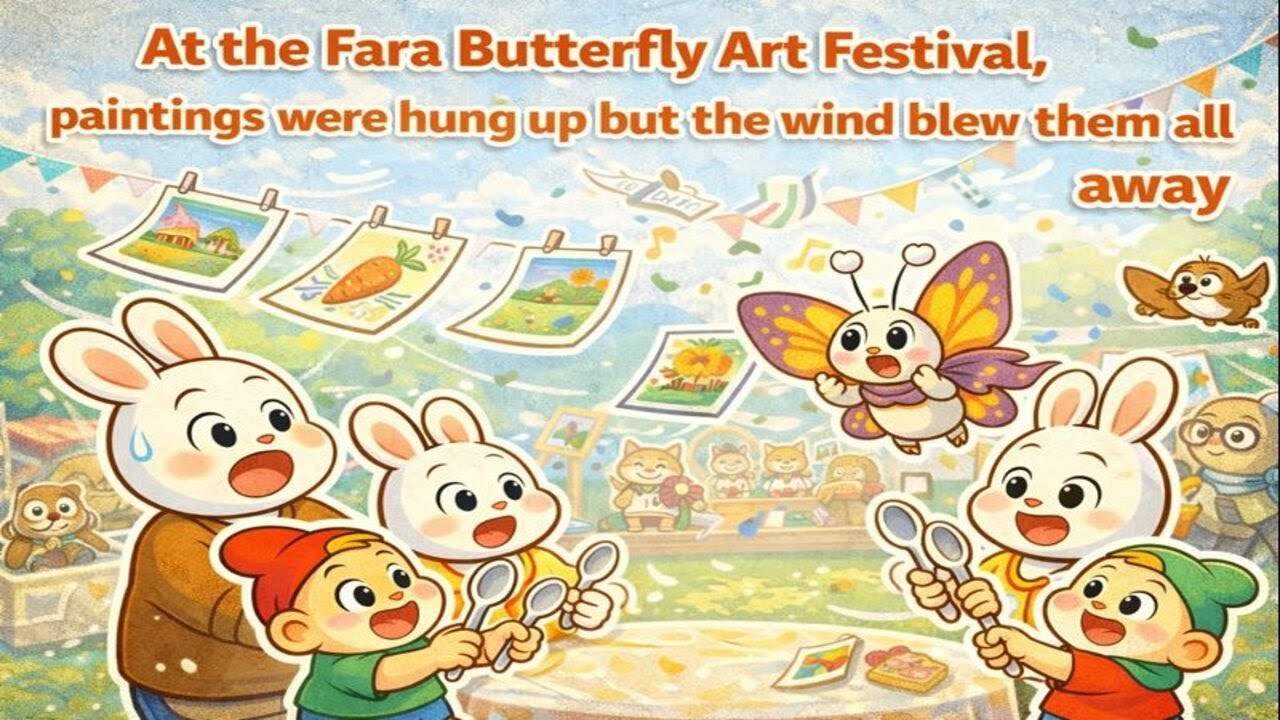 Funny Rabbit Family: Art Festival – Fara Butterfly Hangs Paintings 🎨🐰 | 3D Kids Animation