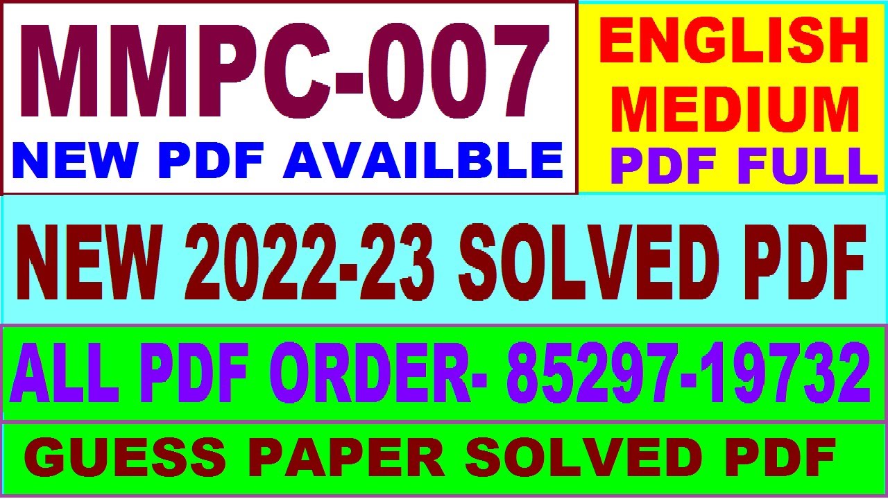 mmpc 007 solved assignment 2022-23 / mmpc 7 solved assignment in english / ignou mba new solved