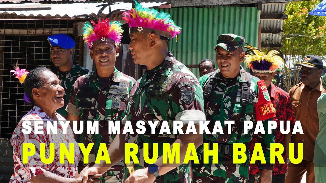 Senyum bahagia masyarakat Biak Papua, rumahnya di bangun oleh anggota Satgas TMMD
