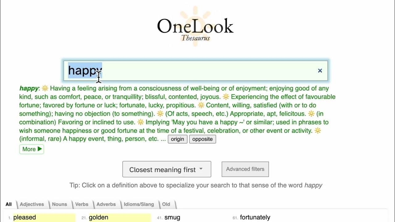 OneLook Thesaurus Search Overview YouTube