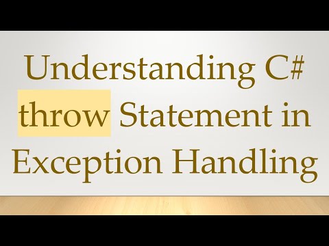 Understanding C# throw
