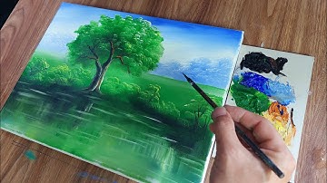 Hướng dẫn vẽ tranh phong cảnh nghệ thuật 3D / Phương pháp vẽ tranh sơn màu Acrylic