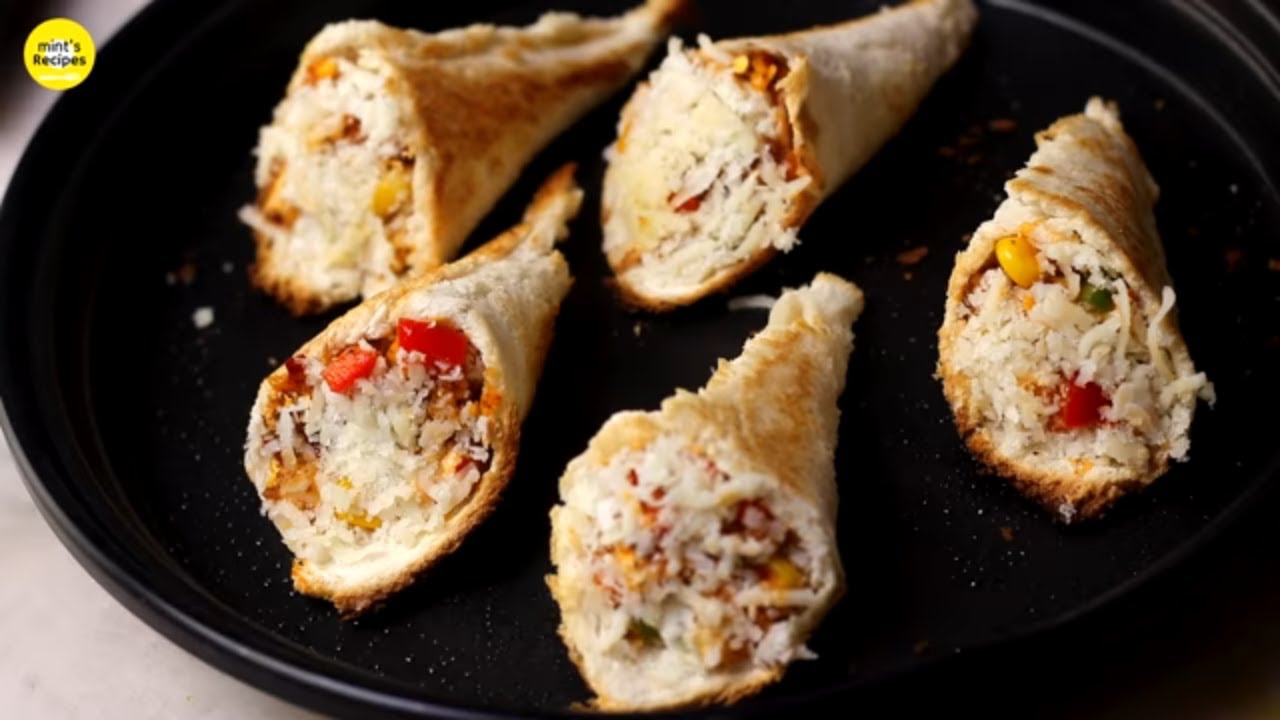 Pizza Cones - How To Make Cheesy Pizza Cones | पिज़्ज़ा कोण | MintsRecipes